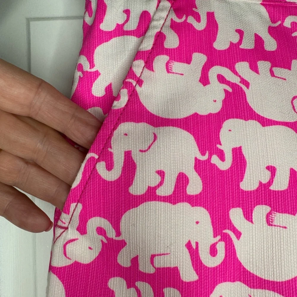 Lilly Pulitzer Pink and White Elephant Scallop Hem Shorts
